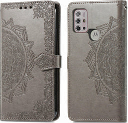 iMoshion Hoesje Geschikt voor Motorola Moto G30 / Moto G20 / Moto G10 Power / Moto G10 Hoesje Met Pasjeshouder - iMoshion Mandala Bookcase - Grijs