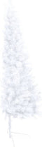 vidaXL - Kunstkerstboom - met - verlichting - en - kerstballen - half - 180 - cm - wit
