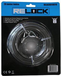 Erro Relock - Staalkabel 4 mm - PVC gecoat 20 m - Zwart