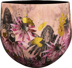 TS Collection - Bloempot Polly pink - 33x28 - Metaal & Epoxy - Exclusieve woonitems voor binnen - Handgemaakt - Unieke print - Designed by Lammie
