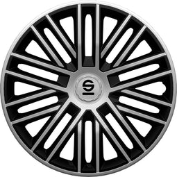 Sparco Bergamo - Wieldoppen - 16 Inch ABS Zwart/Zilver (4 stuks)