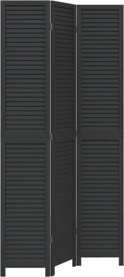 vidaXL - Kamerscherm - met - 3 - panelen - massief - paulowniahout - zwart