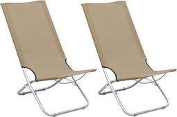 vidaXL - Strandstoelen - 2 - st - inklapbaar - stof - taupe