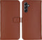 Selencia Hoesje Geschikt voor Samsung Galaxy A14 (5G) / A14 (4G) Hoesje Met Pasjeshouder - Selencia Echt Lederen Bookcase - Lichtbruin