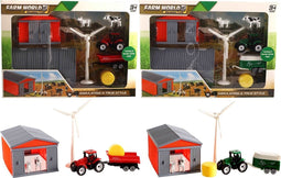 Tractor Boerderijset 7-delig - Boerenschuur, Tractor + Veewagen, Hooibaal, Windmolen, Koe, Schaap