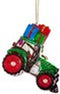 Tractor (trekker) met cadeautjes kersthanger glas - Sass & Bell