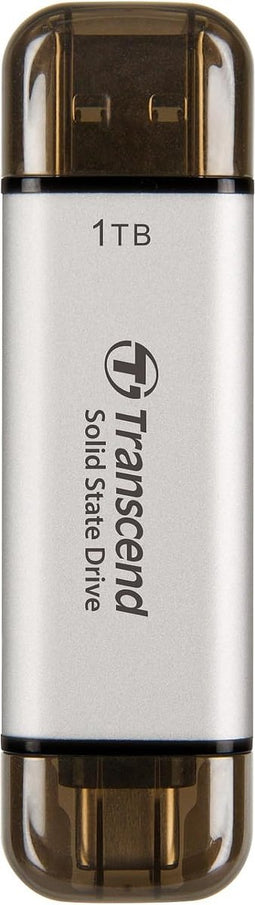 Transcend ESD310 1 TB - SSD Extern - 1 TB - USB 3.2 Gen 2 (3.1 Gen 2) - 3D NAND - USB Type-C/A - zilver