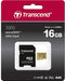 Transcend Premium 500S microSDHC-kaart 16 GB Class 10, UHS-I, UHS-Class 3, v30 Video Speed Class Incl. SD-adapter