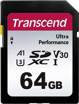 Transcend TS64GSDC340S SDXC-kaart 64 GB A1 Application Performance Class, v30 Video Speed Class, UHS-Class 3 Schokbeste