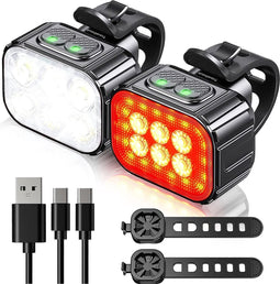 Travelhawk Fietsverlichting - Voorlicht / Achterlicht - Fiets Koplamp - LED Fietslampjes Rood en Wit - Waterdicht - USB-C Oplaadbaar