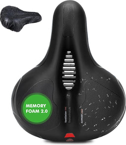 Travelhawk Fietszadel - Stadszadel - Extra Comfortabel - Inclusief waterdichte zadelhoes - Ventilerend - Unisex - Zwart