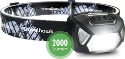 Travelhawk Hoofdlamp - Hoofdlamp LED oplaadbaar - Hoofdlampen - Hoofdlamp Oplaadbaar - 8 LED-koplampen - 2000 lumen - 150 meter bereik - Verstelbaar
