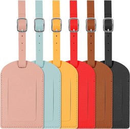 Travelhawk Kofferlabels - PU Leather Bagagelabel - 6 stuks Kofferlabel - Reisaccessoire - Naamlabel - Meerdere Kleuren