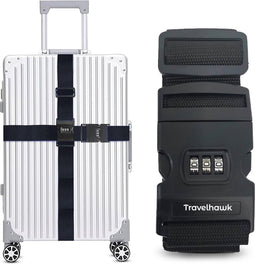 Travelhawk Kofferriem met Cijferslot - Bagageriem - Kofferriemen - Verstelbaar - 180 Centimeter - Extra Beveiliging - Reizen - Zwart