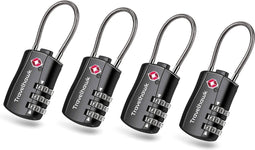 Travelhawk Kofferslot - TSA Reisslot - Cijferslot - Cijferslot Hangslot - 3 Cijferig - 4 Stuks - Zwart