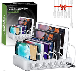 Travelhawk Oplaadstation - Oplaadstations - Oplaadstation Tablets en Telefoons - Voor 6 verschillende apparaten - Oplader - Fastcharge - Grijs - Incl. 6 Kabels