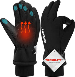 Travelhawk Touchscreen Handschoenen - Extra Warm - Spatwaterdichte Handschoenen Heren - Handschoenen Dames - Handschoenen Winter - Scooter/Fiets - Zwart - S/M