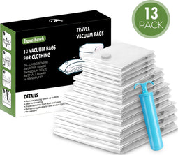 Travelhawk Vacuümzakken - 13 Stuks / 4 Maten - Vacuüm Opbergzakken - Vacuümzakken Dekbedden - Vacuümzakken Kleding - Incl. Handpomp