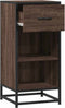 vidaXL - Dressoir - 35,5x35x76 - cm - bewerkt - hout - en - metaal - bruin - eikenkleur
