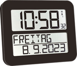 TFA Dostmann 60.4512.01 - Klok - Digitaal - Zendergestuurd - 7 talen - Alarm - Snooze - Zwart