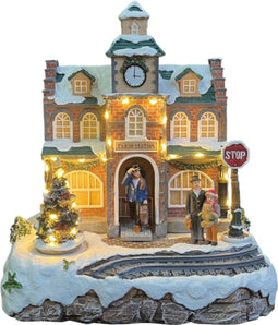 Treinstation Met Roterende Kerstboom