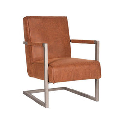 Trend Living Quin Fauteuil - Bruin - Microfiber - Vintage Onderstel