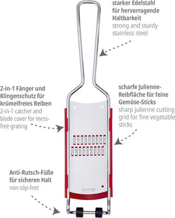 Triangle Julienne Rasp met Dubbelzijdige Snijfunctie - 33 cm - Met Opvangbakje