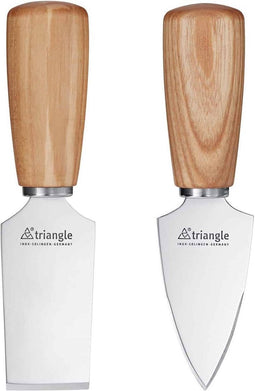 Triangle Soul Kaasmes Set - RVS met Essenhouten Heft - 2-Delig in Geschenkverpakking