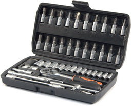 TRIMANN - Dopsleutelset 1/4" - 46-delig - Koffer- Chrome Vanadium staal - Complete en compacte set Dopsleutels