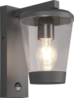 TRIO CAVADO - Wandlamp - Antraciet - excl. 1x E27 4W - Bewegingssensor - Buitenverlichting - IP44