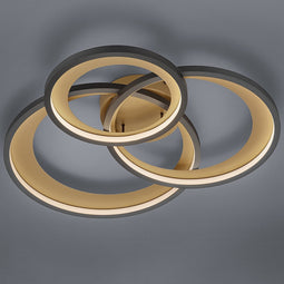 TRIO GRANADA - Plafondlamp - Zwart mat - incl. 1x SMD 36W - Dimbaar met schakelaar - Plafondbevestiging