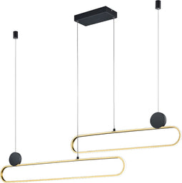 Trio leuchten - LED Hanglamp - Hangverlichting - 54W - Aanpasbare Kleur - Dimbaar - Rechthoek - Goud - Aluminium