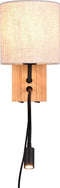 TRIO NILAM Wand lamp met leeslamp - Hout naturel - Ecru kap