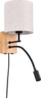 TRIO NILAM Wand lamp met leeslamp - Hout naturel - Ecru kap