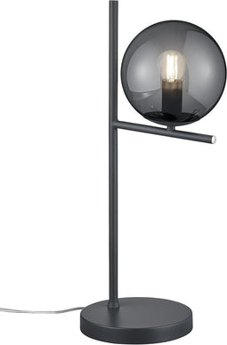 TRIO PURE - Tafellamp - Antraciet - excl. 1x E14 28W - Rookkleurig glas