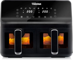 Tristar Airfryer XXL FR-9040 - 2 x 4 liter - Heteluchtfriteuse - PFAS vrij - Dubbele Airfryer met Kijkvenster - - 8 programma's - Twee onafhankelijke kookzones - Zwart