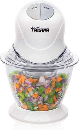 Tristar Hakmolen BL-4009 - Chopper Elektrisch - 600 ml - Voor noten, fruit en groenten - Hakfunctie en Pureerfunctie - 2 standen - Vaatwasbestendinge onderdelen - Wit