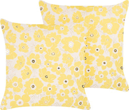 TRITELEIA - Sierkussen set van 2 - Geel - 45 x 45 cm - Fluweel
