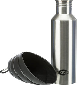 Trixie drinkfles rvs met plastic drinkbakje - 750 ML