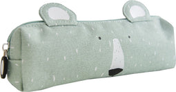 Trixie Etui - Mr. Polar Bear - Extra lange Pennenzak - Schoolspullen voor jongens en meisjes - Groen
