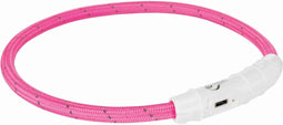 Trixie - Halsband Hond - Flash Lichthalsband - USB - TPU/Nylon - Roze - 65X0.7 cm