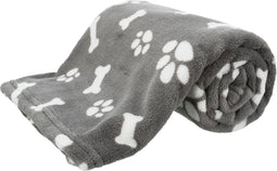 Trixie hondendeken kenny fleece bot / pootjes grijs - 150X100 CM