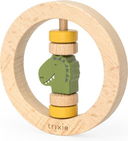 Trixie Houten Ronde Rammelaar - Mr. Dino - Eerste speelgoed baby - Kraamcadeau - Voor Jongens & Meisjes