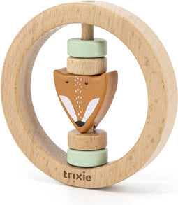 Trixie Houten Ronde Rammelaar - Mr. Fox - Eerste speelgoed baby - Kraamcadeau - Voor Jongens & Meisjes