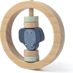 Trixie Houten Ronde Rammelaar - Mrs. Elephant - Eerste speelgoed baby - Kraamcadeau - Voor Jongens & Meisjes
