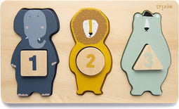 Trixie Houten Telpuzzel - Eerste speelgoed baby - vanaf 1 Jaar - Educatief - Voor Jongens & Meisjes