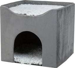 Trixie kattenhuis harvey grijs-wit / zwart 38x38x38 cm