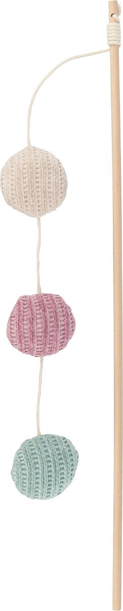 Trixie - Kattenspeelgoed - Kattenhengel Met 3 Balletjes - Hout - Met Catnip - 40 cm