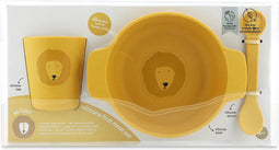 Trixie Kinderservies - Mr. Lion - Servies Set met Beker, Kom en Lepel - Voor baby's vanaf 4 maanden - van Siliconen - Geschikt voor de Vaatwasser
