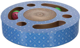 Trixie krabtrommel met ballen karton met catnip blauw 33x33x5,5 cm